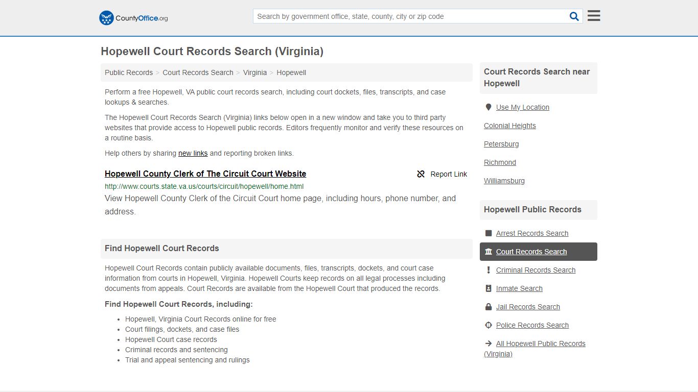 Court Records Search - Hopewell, VA (Adoptions, Criminal, Child Support ...